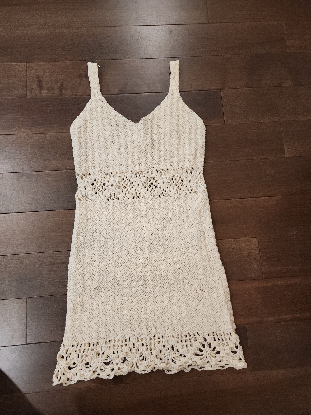 Handmade Cream Crochet Knit Sundress